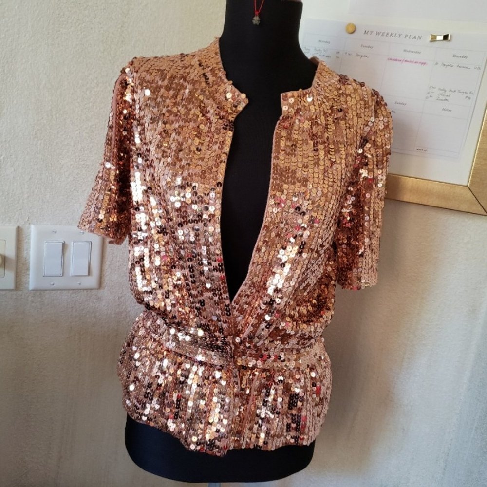 Must Have Sequin Cardigan Boston Proper Rose Gold S